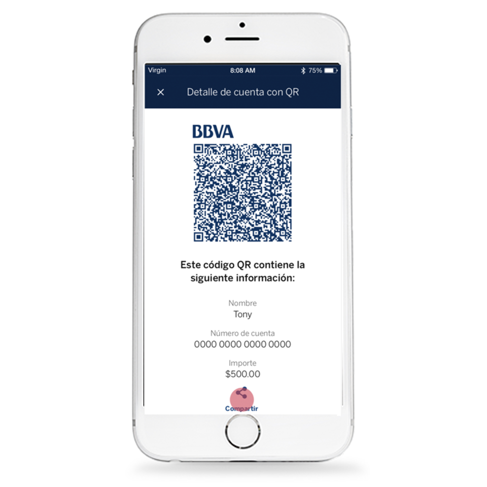 Pantalla captura de importe, crear código qr