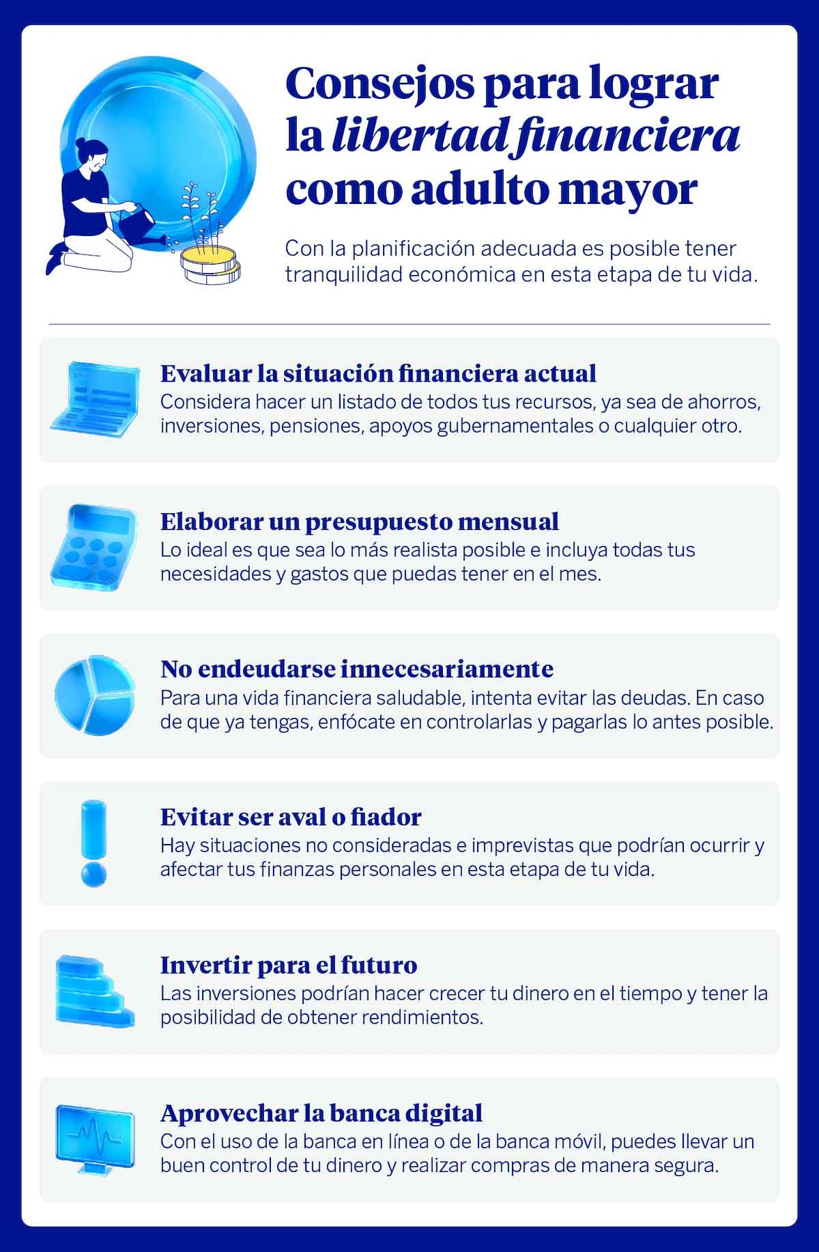 Consejos para lograr la libertad financiera como adulto mayor