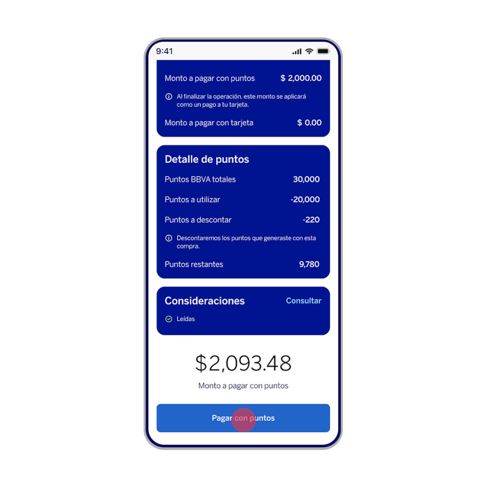 elige "usar mis puntos"